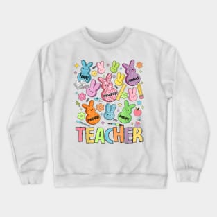 Retro Teacher Of Sweet Bunny Apparel Cute Teacher Easter Day GIft For Boys Girls kids Crewneck Sweatshirt